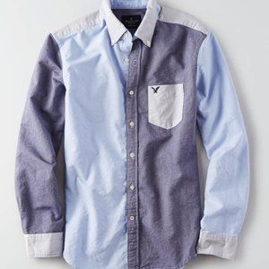 American Eagle Oxford Button Shirt Color Block